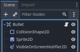 Bullet scene node tree